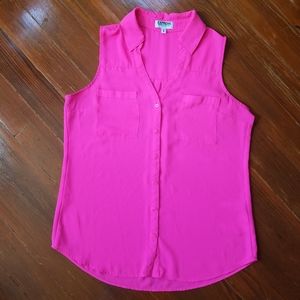 Express Portofino Sleeveless Hot Pink Shirt